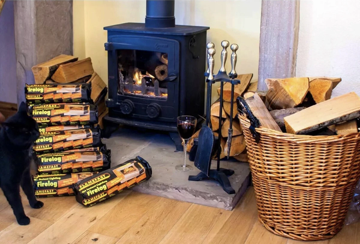 FLAMEFAST Instant Lighting Firelog Fireplace Fuel Fire Log 2 Hour Burn (3  PACK) | eBay