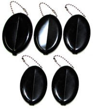 Black Oval Squeeze Purses 5 Units  Holds Coins and Small items  Made in USA