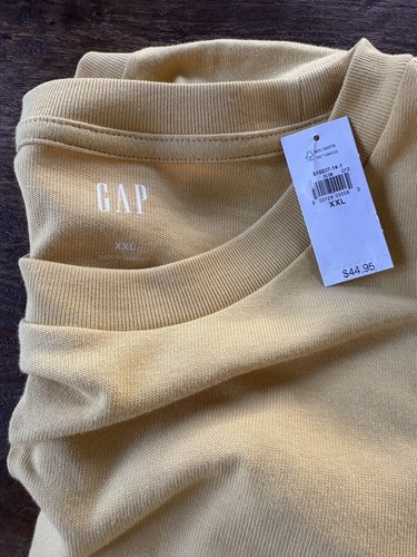 Camiseta GAP Manga Larga Algodón Pesado Camiseta Para Hombres XXL Francés Amarillo Almendra Nueva con Etiquetas - Imagen 12 de 21