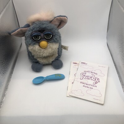 1999 Tiel Blue Furby Pink Hair with Grey Eyes Not Working Very Rare