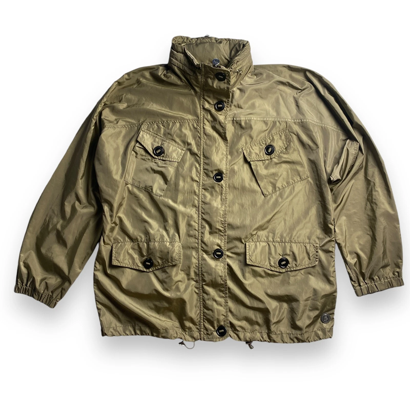 Giacca a vento Moncler vintage uomo kaki con cappuccio taglia 4 (XL XXL)