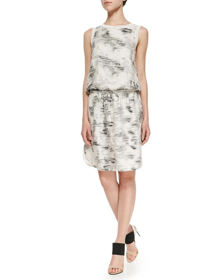 Vestido feminino Vince jacquard mármore tamanho médio seda sem mangas cordão - Imagem 2 de 4