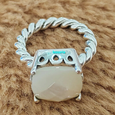 NEW 100% 925 Sterling Silver Elegant Sincerity Mother of Pearl Twist Ring Gift
