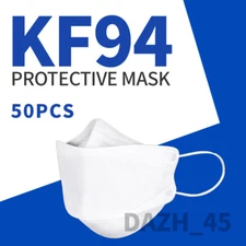 50PCS White KF94 Face Mask 4 Layers Protection Disposable Adult Face Cover