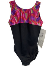 Eurotard Gymnastic Celebration Leotard Fuchsia/Black Size S Child 4-6 NEW