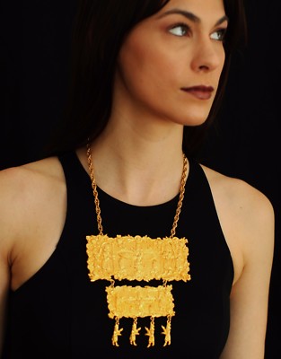 Paper Plate Egyptian Bib Necklace JUDITH LEIBER RUNWAY BREAST