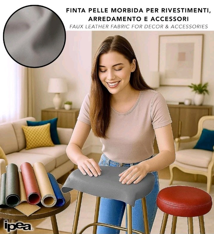 IPEA Faux Leather Light Greyfor Decor and Coating 140 x 50 Cm Brand New In Box image 4