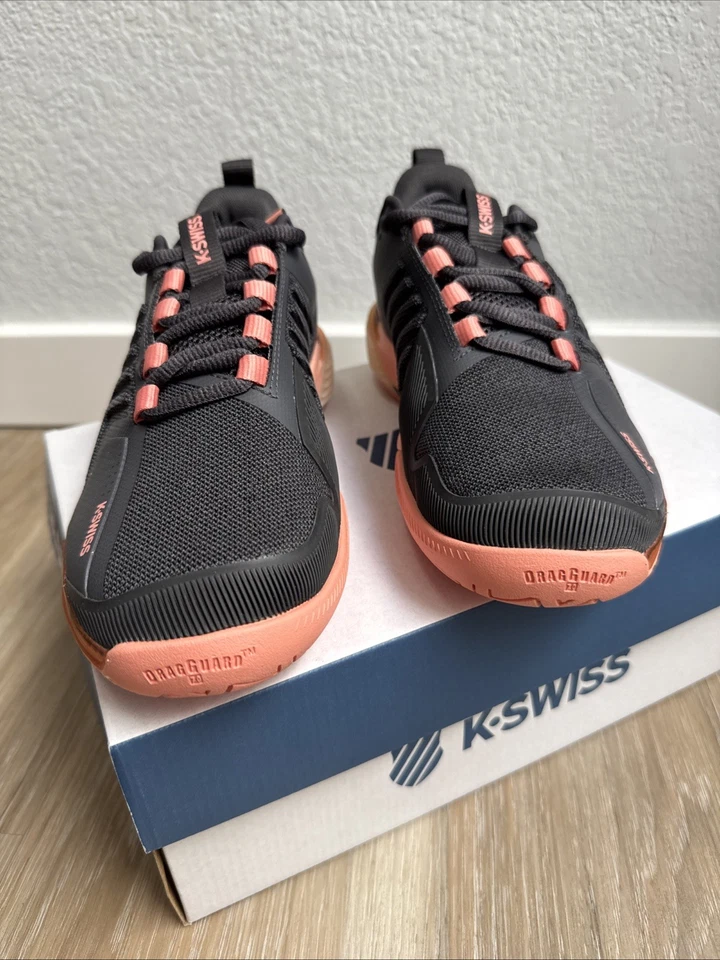 Novo Tênis Feminino K Swiss Ultrashot 3 Pickleball, Cinza Escuro Pêssego, Tamanho 7 - Imagem 2 de 4