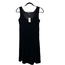 GAP Black Silk Blend Crushed Velvet Babydoll Dress Size 2 Whimsigoth Fairy NEW