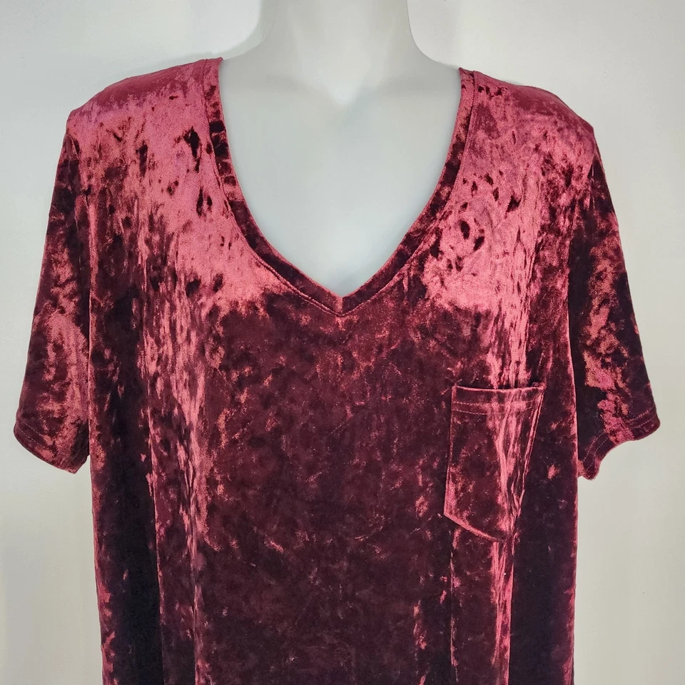 Spring and Mercer Tee Womens XXL Crushed Velvet Legging Tee Short Sleeves Pocket - Image 3 of 4
