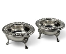 2 Vintage Sterling Silver 925 Victorian Style Open Salt Cellars