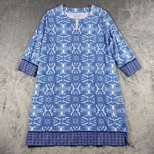 Coolibar Dress Womens XL Blue Oceanside Tunic Paisley UPF 50 3/4 Sleeve Vacation
