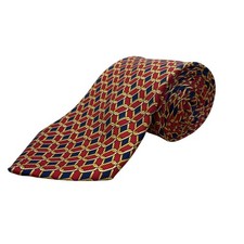 Vintage Brooks Brothers Mens Red/Blue Silk Geometric Print Tie 57" USA Stylish