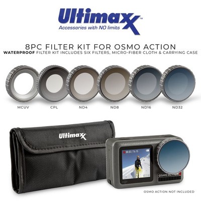 8 Piece Filter Kit for Osmo Action (MCUV, CPL, ND4, ND8, ND16, ND32) with Case