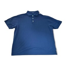 Peter Millar Crown Crafted Polo Shirt Men's Size XL Solid Navy Blue Golf Collar