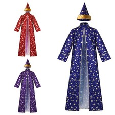 Adults Womens Mens Witch Wizard Robe and Hat  Cloak Jackets for Halloween Party