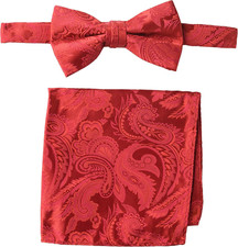 mens Classic Pretied Bow Tie With Pocket Square