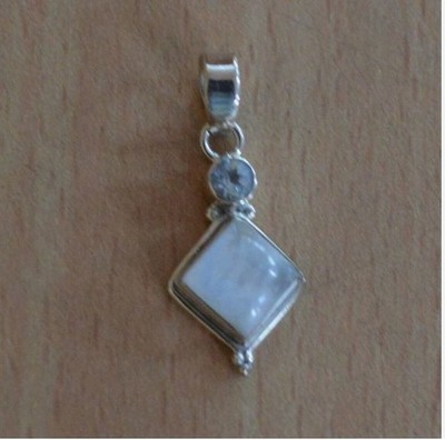 Mondstein Anhänger 925 Sterling Silber Handmade Design S-580 2 Steine