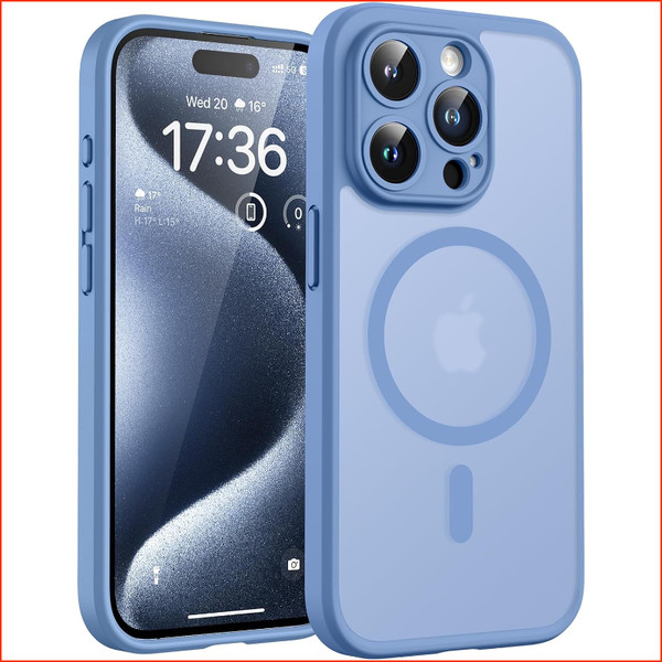 HandyhüLle FüR Iphone 15 Pro Max Magsafe StoßFest Kratzfest 6,7 Zoll Hellblau-image