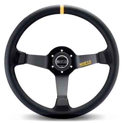Sparco 015R345MLN Black Leather Steering Wheel for Automotive Use