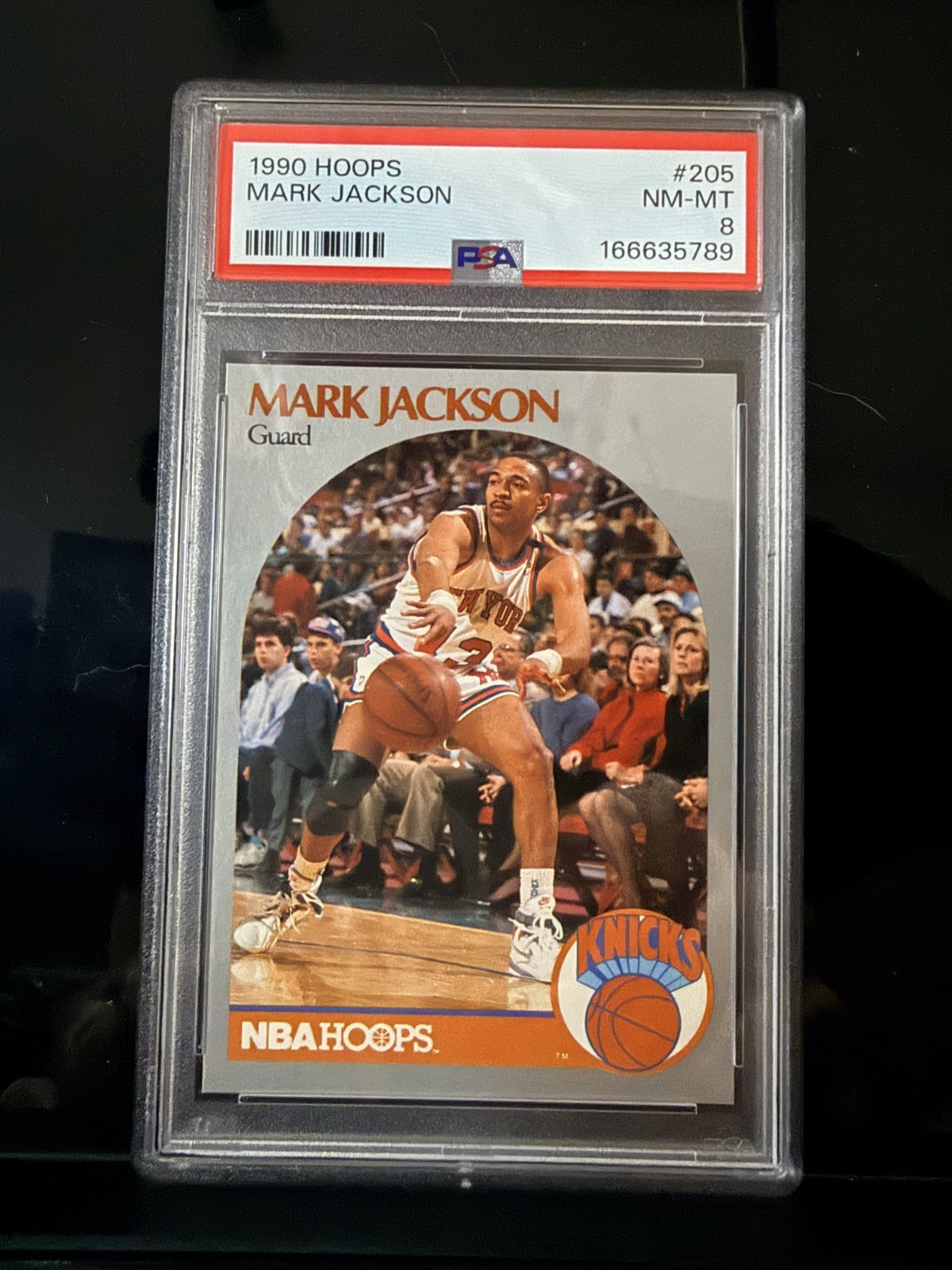 1990-91 NBA Hoops Mark Jackson #205 PSA 8 NM-MT Menendez Brothers Knicks