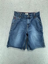 OshKosh B gosh Boys Denim Carpenter Shorts Size 7X Blue Jean Workwear Gorpcore