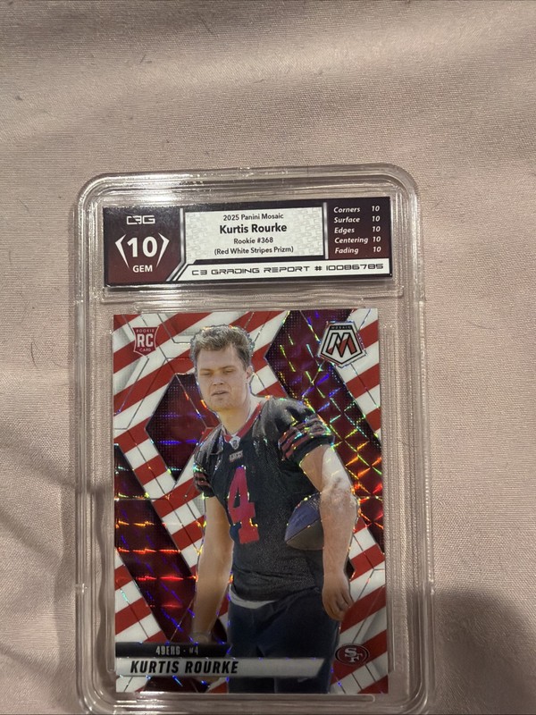 2025 Panini Mosaic KURTIS ROURKE ROOKIE Red & White Stripe Mosaic 49ers!!!