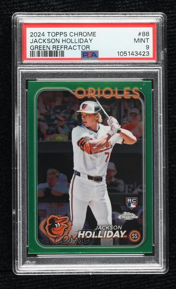 2024 Topps Chrome Green Refractor /99 Jackson Holliday #88 PSA 9 MINT 1kf7