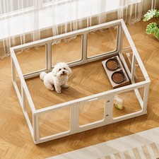 Acrylic Dog Playpen Indoor, 24 H Plastic Pet Playpen with Door White 10 Panels
