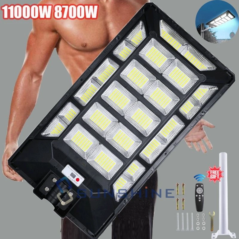 11000W Super Bright Commercial Solar Street Light Outdoor Dusk to Dawn Lamp+Pole - Image 3 of 4