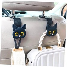 Car Seat Headrest Hooks,2 Pack Cute Cartoon Cat Hook 360 Rotation Heavy Black