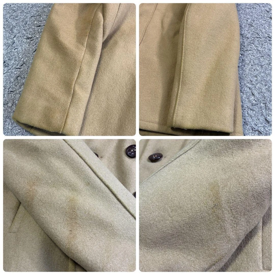 Schott Pea Coat 740N Wool Jacket Camel Beige Size 44 Vintage Outerwear - Image 4 of 4