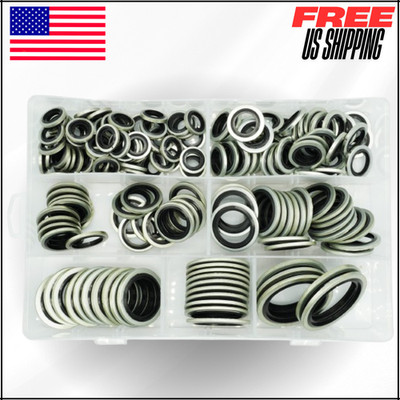 BSP Dowty Self Centered Bonded Seal Oil Washers Gasket Assortment Kit 160Pc