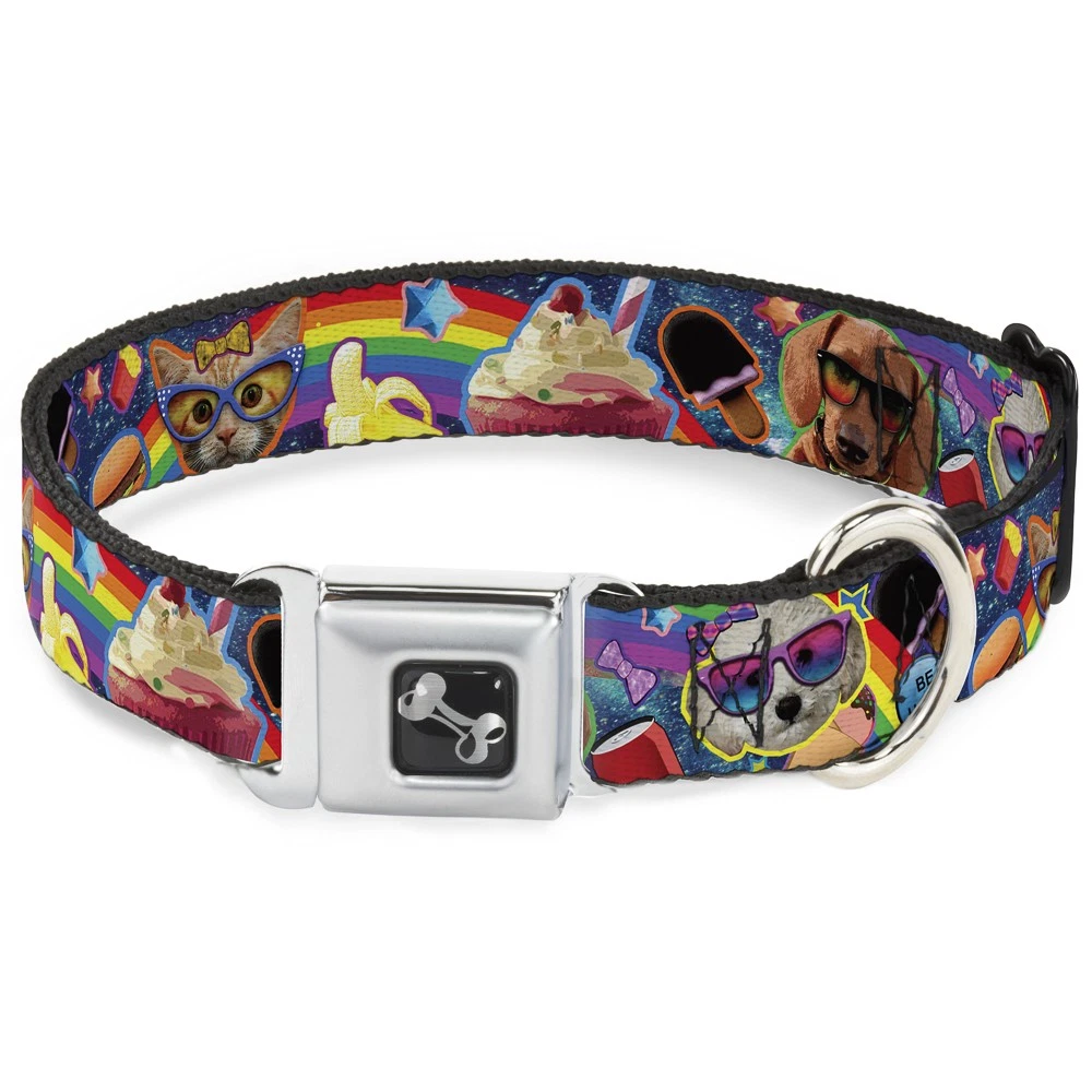 Dog Collar Bone Pets & Snacks Rainbow Collage Small 9.5-13" (US IMPORT)