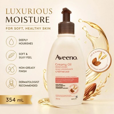 Aveeno Creamy Oil Moisturizer Nourishes Dry Skin 12 fl oz. NEW