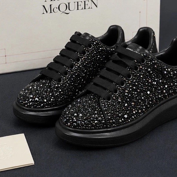 Alexander McQueen Black Galaxy Glitter Oversized Sneakers; Size 10
