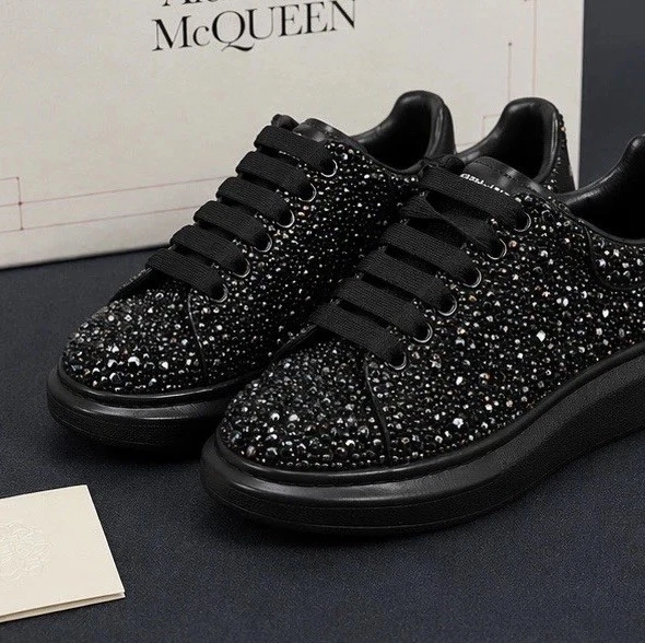 Alexander McQueen — Alexander McQueen Black Galaxy Glitter Oversized Sneakers; Size 10