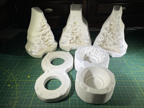 Nowell’s 1990 Ceramic Mold Sierra Spruce Christmas Tree NM-1681 & Base NM-1682