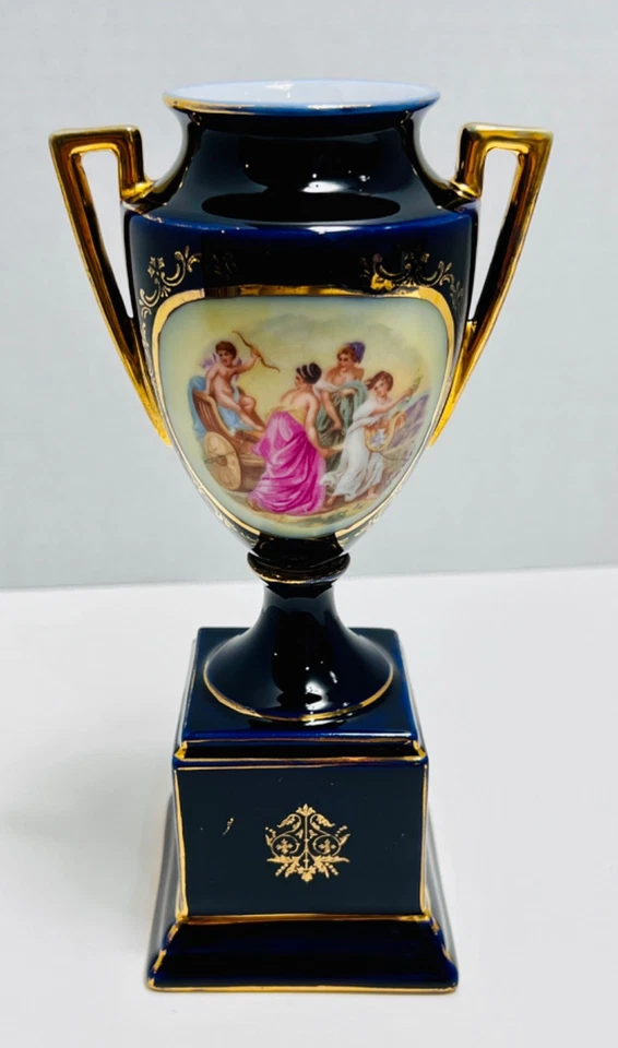 RARE Antique RW Rudolstadt Twin Handled Vase C. 1895-1918 German Porcelain, Mark - Image 3 of 4