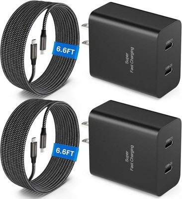 2Port 45W Super Fast Charger Type C, 2Pack 45W USB-C Charger Fast Charging