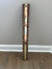 Vintage Wood Brass Wall Hanging Rack Tie Scarf Belt Organizer MCM