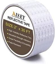 2" X 30Ft Reflective Tape White Outdoor High Vis Conspicuity Safety Tape, Reflec