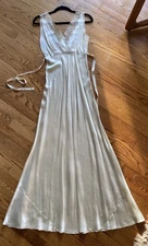 Vintage 1930s 1940s Ivory Off White Rayon Satin  Bias Cut Nightgown AS IS