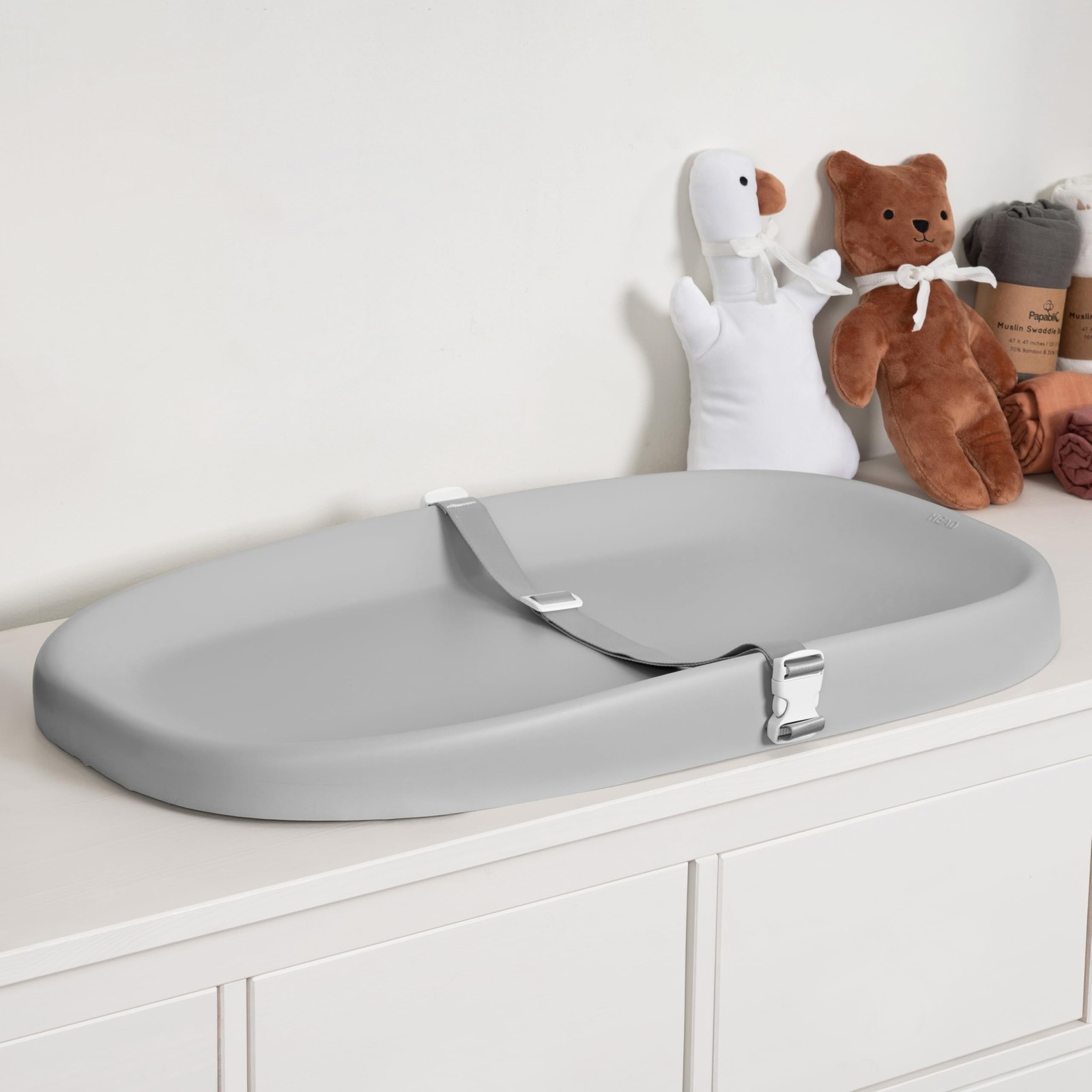 Papablic Wipeable Baby Changing Pad with Removable Safety Strap, Easy to Cle...