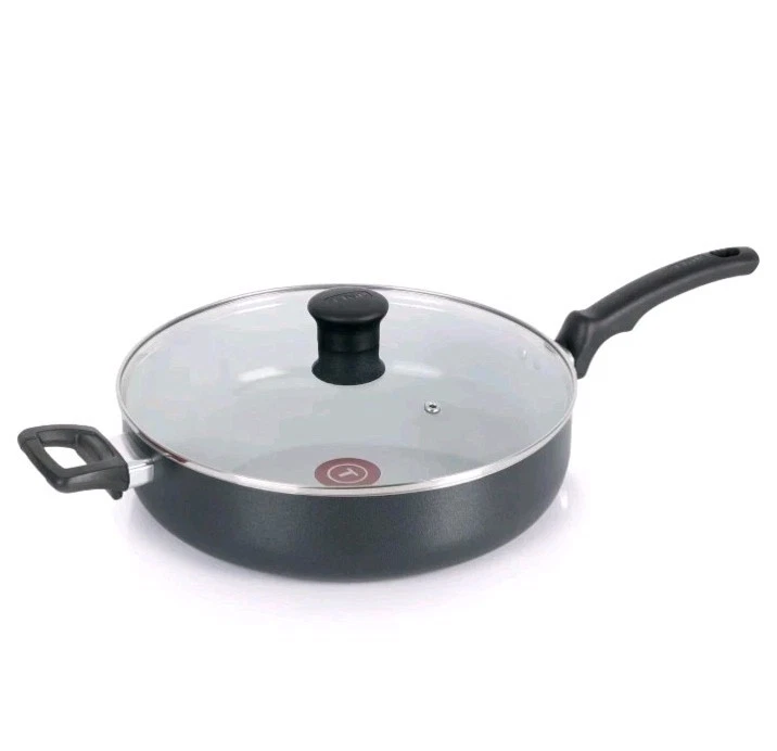 T-Fal Kitchen Solutions Black 5 Quarts Ceramic Non-Stick Jumbo Cooker Pan w/Lid