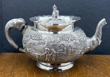 Fine quality Indian silver Teapot Grish Chunder Dutt Heavy!