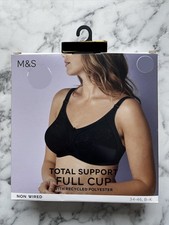 MARKS&SPENCER Total Support Black Floral Embroidered Non Wired Full Cup Bra 46G
