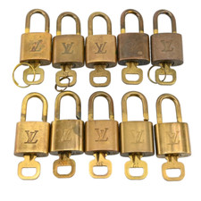 AUTH Louis Vuitton PadLock Lock  Key for Bags Brass Gold set of 10 pieces N62