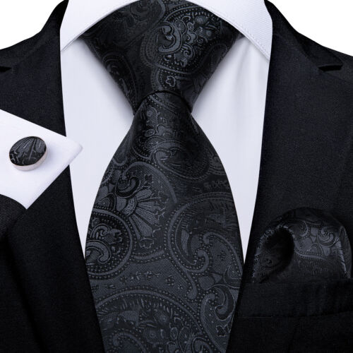 200 Color Mens Ties Paisley Striped Floral Solid Silk Tie Necktie Set Wedding - Imagen 198 de 246