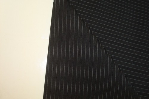 4.5 yds English Wool Fabric Luxury Super 100s Suiting 9 oz Black stripe 163" BTP - Picture 2 of 5